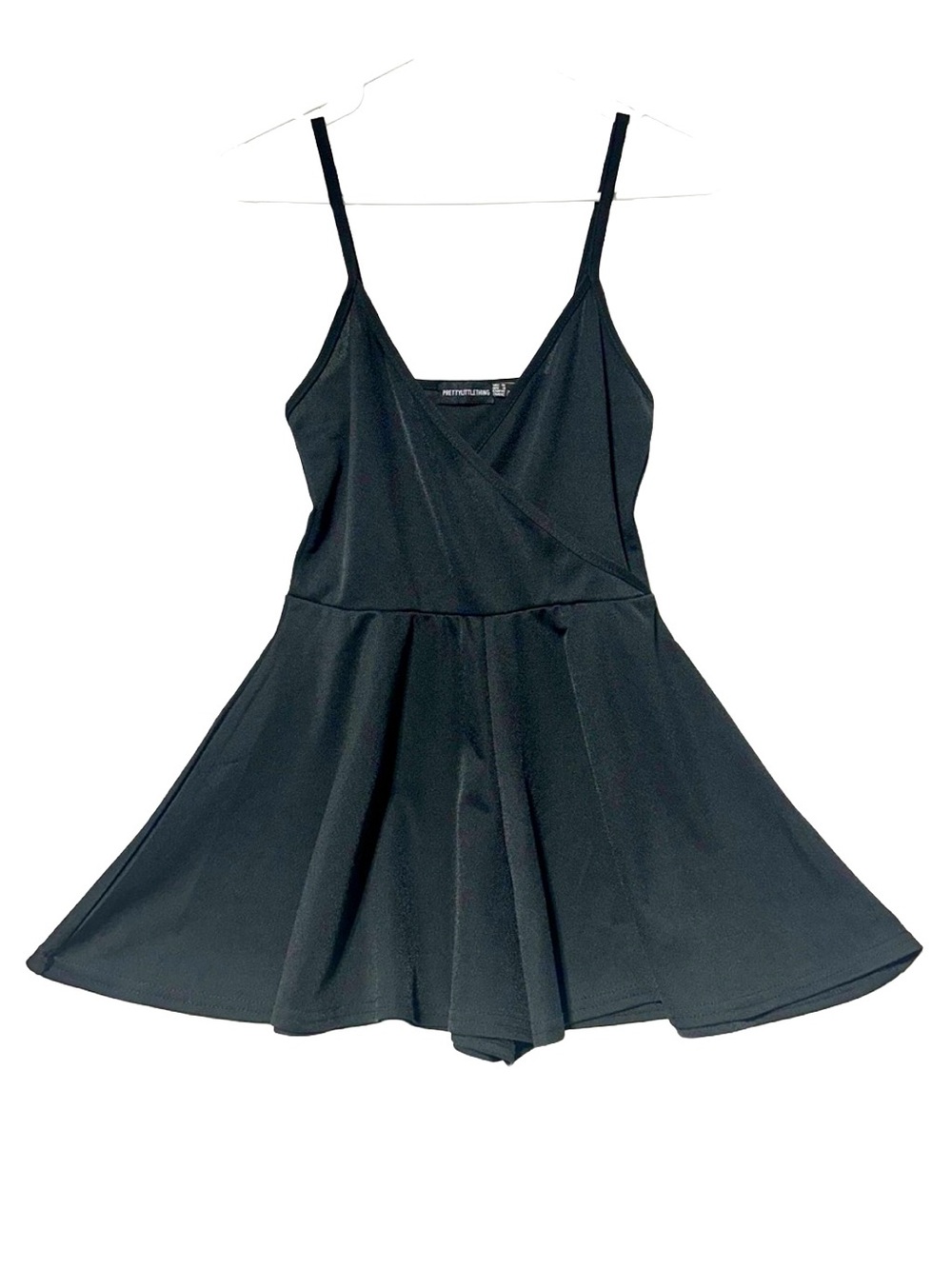 PRETTYLITTLETHING Black Milkmaid Skater Mini Dress Whimsigoth Fairycore